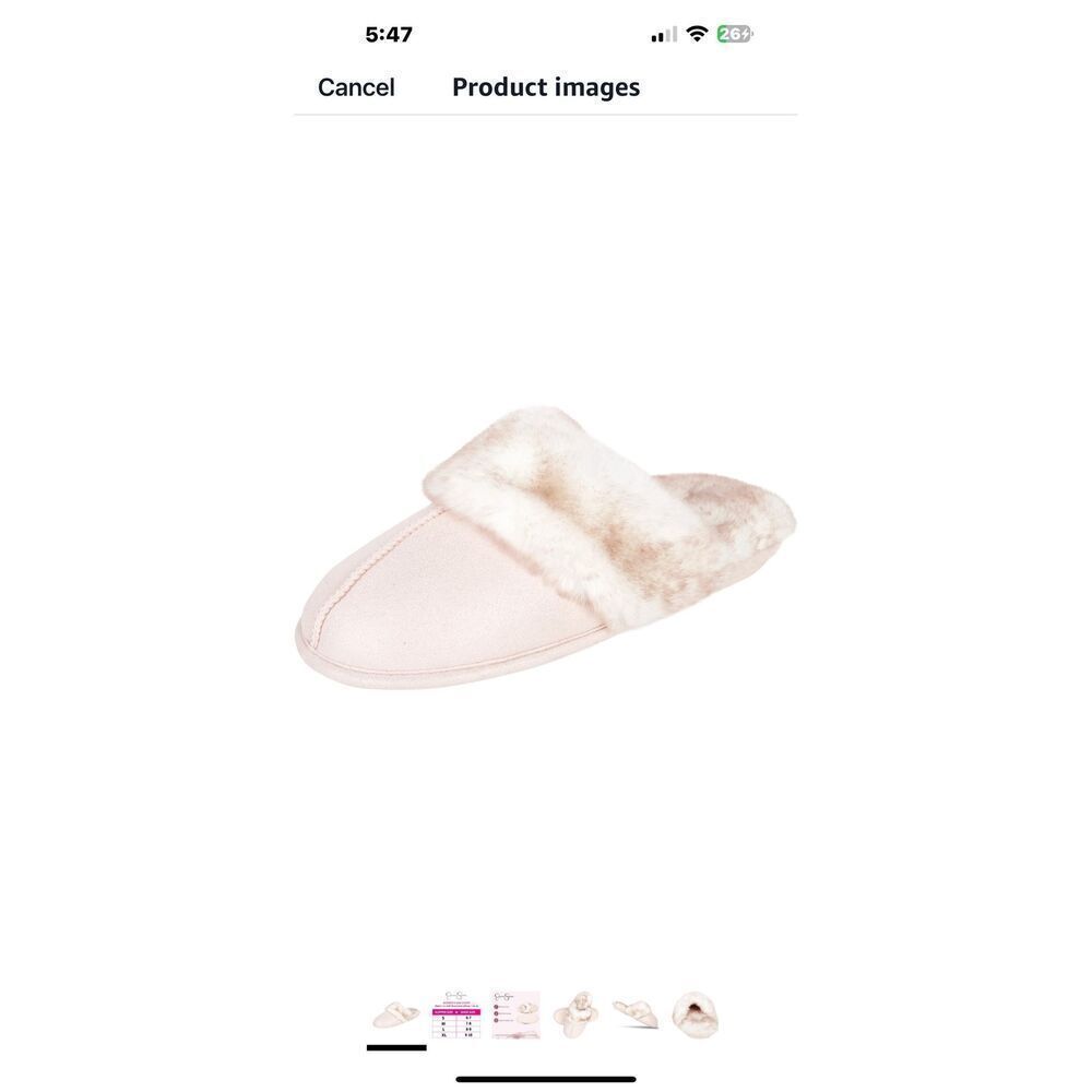 Jessica Simpson Pink and White Plush memory foam anti-slip Faux Fur slippers.fit - Picture 6 of 7